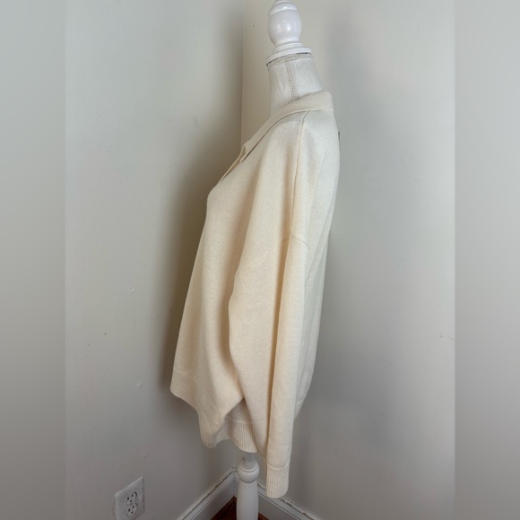 Parke Cashmere and Wool Polo Sweater In Cream Size L/XL - Picture 8 of 14
